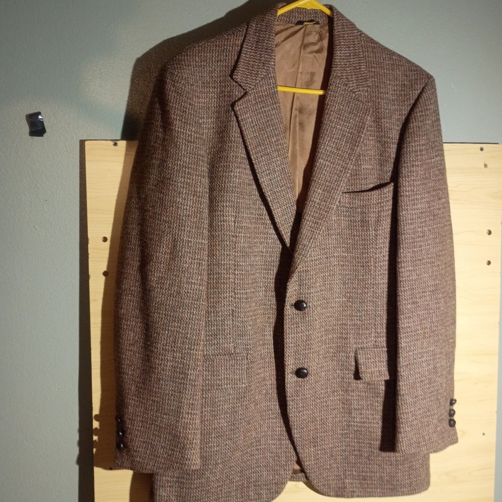 Harris Tweed Blazer, Male, Men 42 Brown Handwoven Scottish Wool Sport Coat